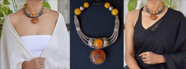 Tibetan amber pendant necklace