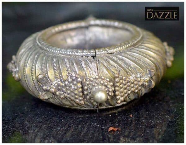 Rare Antique Bronze Engraved Nepali Cuff