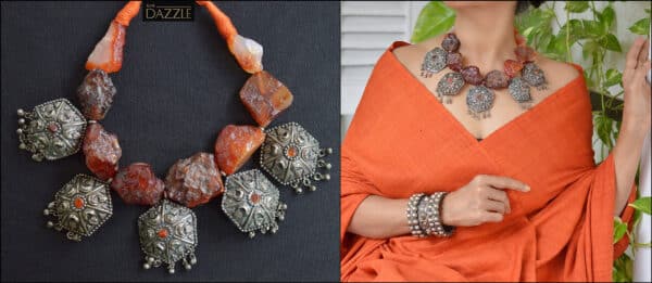 Uncut Carnelian with afghani pendants