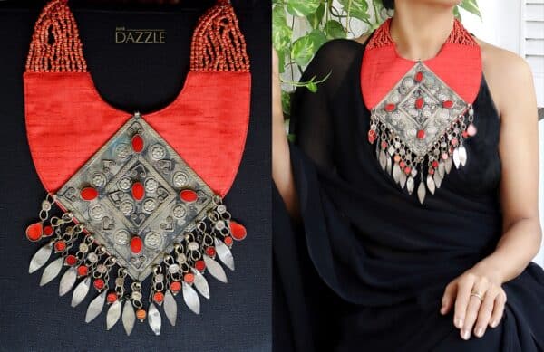 Old Turkoman Bib necklace with beads