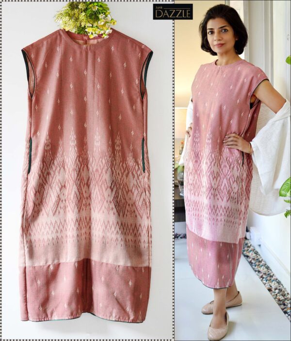 Mudmee Thai Ikkat dress (Salmon Pink)