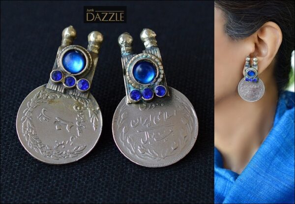 Afghani old coin earrings