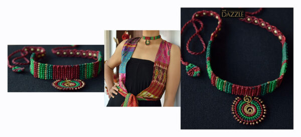 MULTICOLOURED MACRAME CHOKERS