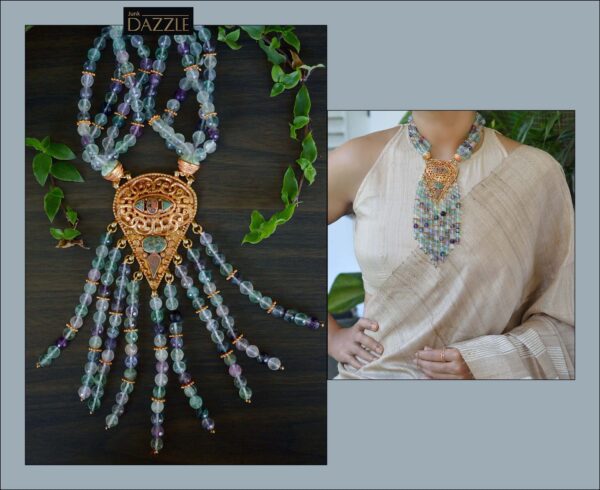 Fluorite waterfall necklace with Tibetan pendant