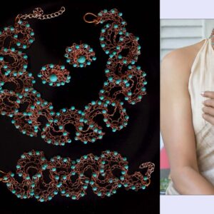 Copper wired Crochet set with turquoise