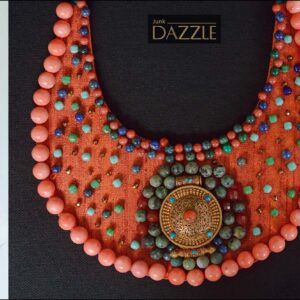 Silk Bib necklace with Tibetan Prayer Box Ghau