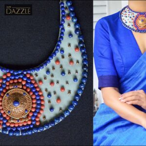 Silk Bib necklace with Tibetan Prayer Box Ghau