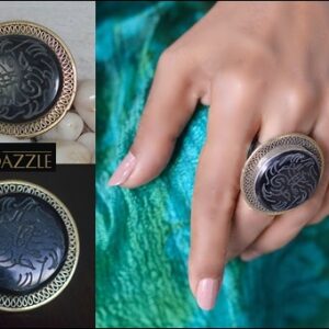 Tribal Afghani black ethnic intaglio ring with arabic engravings