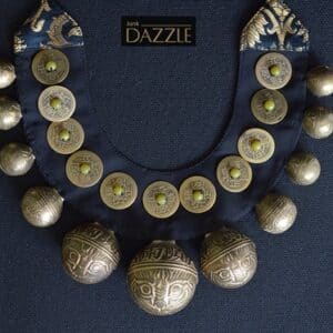 Fengshui tiger head brass bell bib necklace