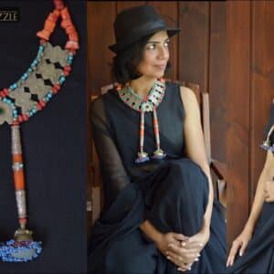 Afghani choker with Tibetan ornamental sticks