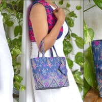 Handwoven Thai Paewa patterned fabric bag with coin purse