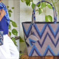 Handwoven Thai Paewa patterned fabric bag with coin purse