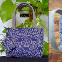 Handwoven Thai Hmong Indigo dyed fabric bag with coin purse