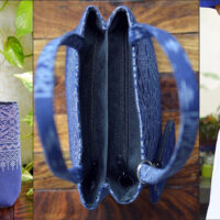 Handwoven Thai Hmong Indigo dyed fabric bag with coin purse