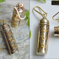 hm Mani Padme Hum Tibetan Ghau Locket Cylinder earrings