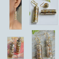 hm Mani Padme Hum Tibetan Ghau Locket Cylinder earrings