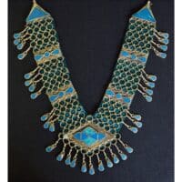 Afghani Alpaca turquoise green-blue stone necklace