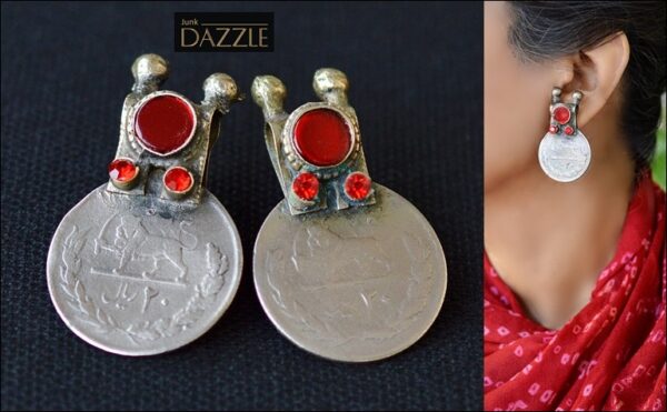 Afghani old coin earrings